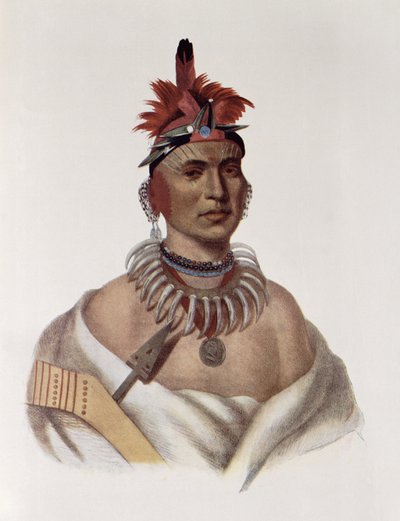 Chon-Ca-Pe tai "Big Kansas", Oto-päällikkö, kuvitus teoksesta "The Indian Tribes of North America, Vol.1", kirjoittaneet Thomas L. McKenney ja James Hall, pub. John Grant tekijältä Charles Bird King