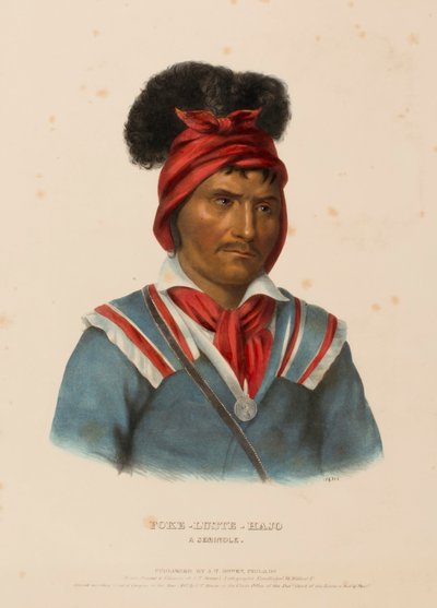 FOKE-LUSTE-HAJO. A SEMINOLE., kirjasta History of the Indian Tribes of North America. tekijältä Charles Bird King
