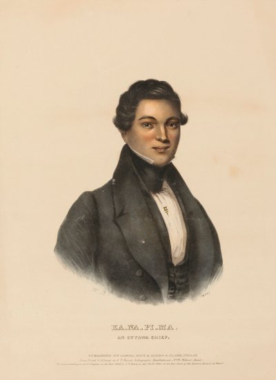 KA-NA-PI-MA, OTTAWA CHIEF., kirjasta History of the Indian the Indian Tribes of North America. tekijältä Charles Bird King
