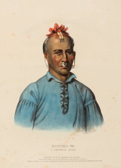 KISH-KAL-WA. A SHAWANOE CHIEF., kirjasta History of the Indian Tribes of North America. tekijältä Charles Bird King