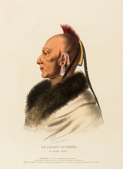 LE SOLDAT DU CHENE, AN OSAGE CHIEF., Pohjois-Amerikan intiaaniheimojen historiasta. tekijältä Charles Bird King