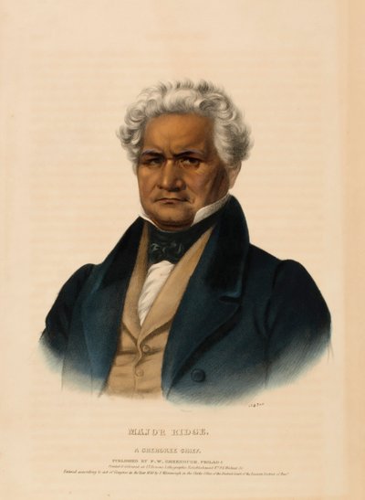 MAJOR RIDGE. A CHEROKEE CHIEF., kirjasta History of the Indian Tribes of North America. tekijältä Charles Bird King
