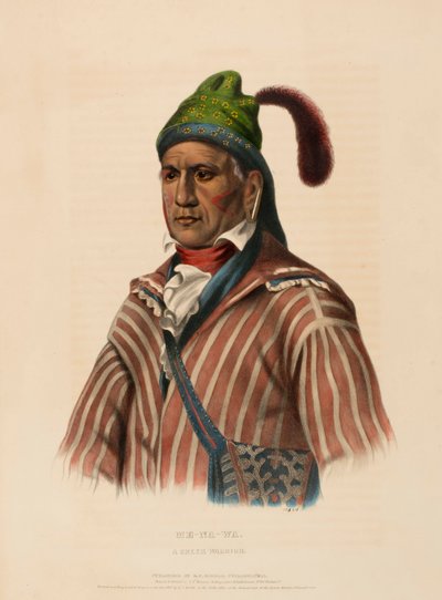 ME-NA-WA. A CREEK WARRIOR, kirjasta History of the Indian Tribes of North America. tekijältä Charles Bird King