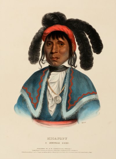MICANOPY. A SEMINOLE CHIEF., from History of the Indian Tribes of North America. tekijältä Charles Bird King