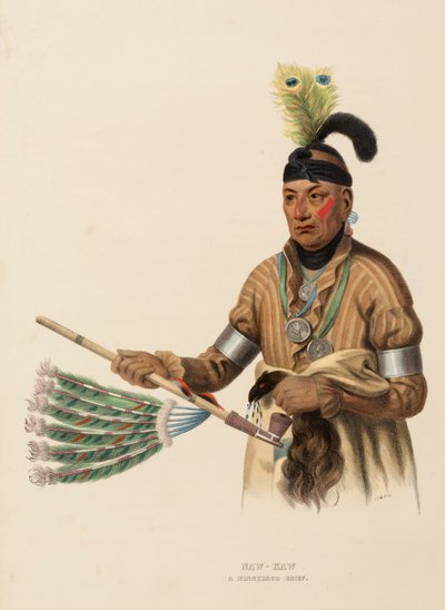 NAW-KAW. A WINNEBAGO CHIEF., kirjasta History of the Indian Tribes of North America. tekijältä Charles Bird King