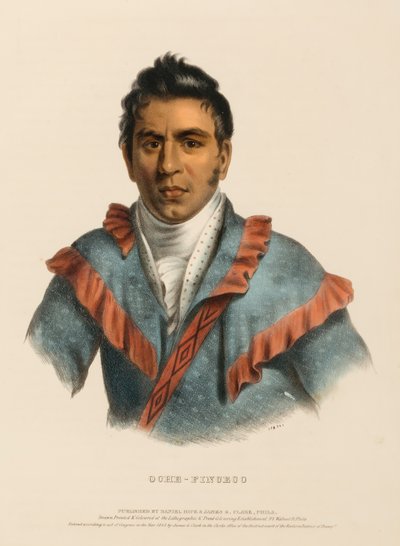 OCHE-FINCECO, kirjasta History of the Indian Tribes of North America (Pohjois-Amerikan intiaaniheimojen historia). tekijältä Charles Bird King