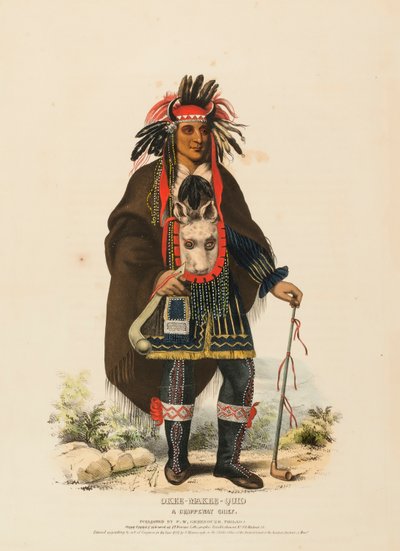OKEE-MAKEE-QUID. A CHIPPEWAY CHIEF., from History of the Indian Tribes of North America. tekijältä Charles Bird King