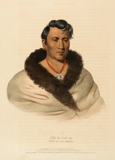 ONG PA TON GA. CHIEF OF THE OMAHAS., from History of the Indian Tribes of North America. tekijältä Charles Bird King