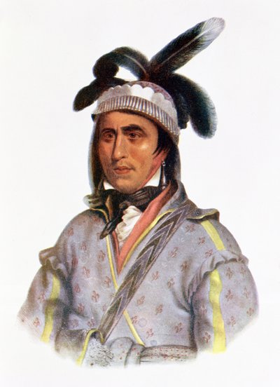 Opothle-Yoholo, Creek-päällikkö, 1825, kuvitus teoksesta "The Indian Tribes of North America, Vol.2", kirjoittaneet Thomas L. McKenney ja James Hall, julkaissut John Grant. tekijältä Charles Bird King