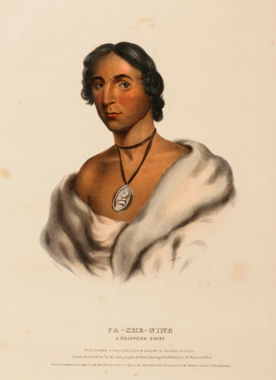 PA-SHE-NINE. A CHIPPEWA CHIEF, kirjasta History of the Indian Tribes of North America. tekijältä Charles Bird King