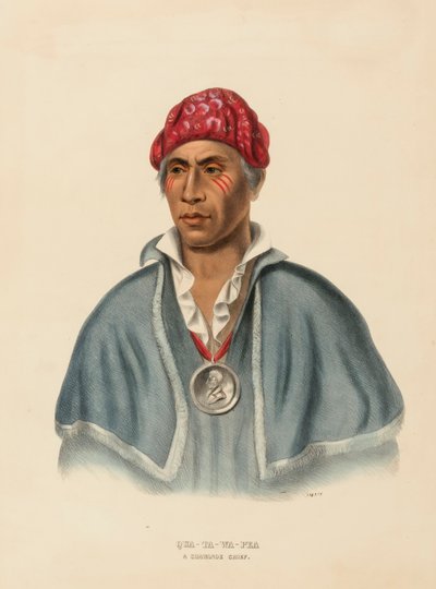 QUA-TA-WA-PLA. A SHAWANOE CHIEF from History of the Indian Tribes of North America. tekijältä Charles Bird King