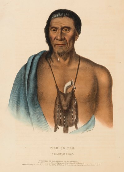 TISH-CO-HAN. A DELAWARE CHIEF., kirjasta History of the Indian Tribes of North America. tekijältä Charles Bird King