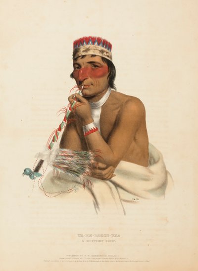 WA-EM-BOESH-KAA. A CHIPPEWAY CHIEF., kirjasta History of the Indian Tribes of North America. tekijältä Charles Bird King