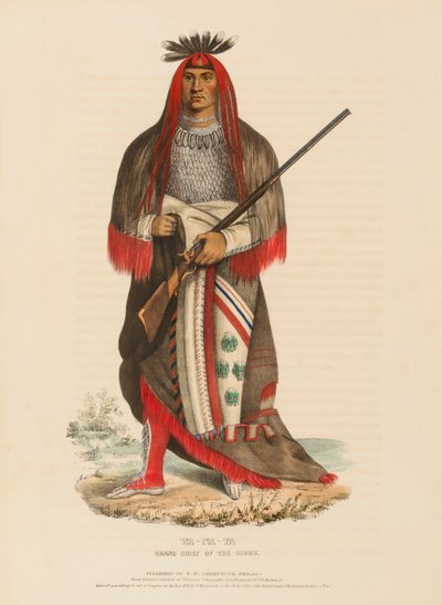 WA-NA-TA. SIOUXIEN GRAND CHIEF, kirjasta History of the Indian Tribes of North America (Pohjois-Amerikan intiaaniheimojen historia). tekijältä Charles Bird King