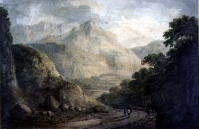 Maisema: Kallioinen puro metsäisten rantojen kanssa, 1800-luku tekijältä Charles Branwhite
