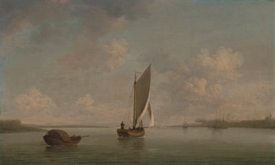 Smack purjeen alla kevyessä tuulessa joessa tekijältä Charles Brooking