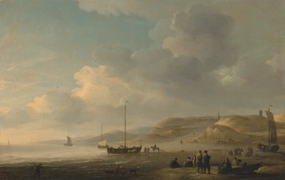 Rannikko lähellä Scheveningeniä, rannalla kalastavia nilviäisiä rannalla tekijältä Charles Brooking