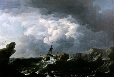 HMS Lichfieldin hylky Marokon rannikolla, 29. marraskuuta 1758 (öljy kankaalle) tekijältä Charles Brooking