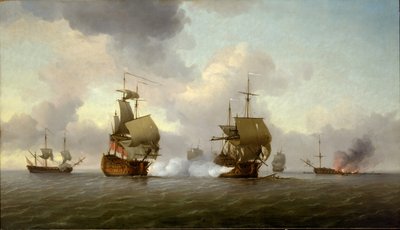 Glorioso-aluksen kaappaus, 8. lokakuuta 1747, noin 1747 (öljy kankaalle). tekijältä Charles Brooking