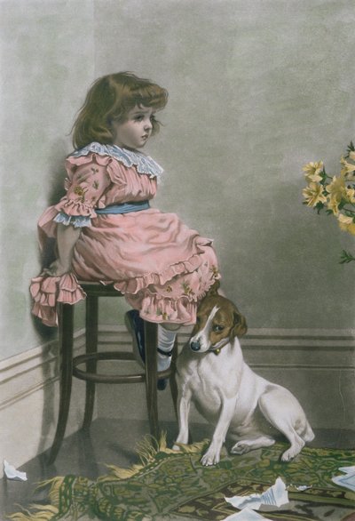 In Disgrace, mezzotint F. Stacpoole, käsinvärjäys, pubi Thomas McLean, 1887 tekijältä Charles Burton