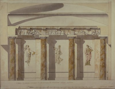Suunnittelu Pavlovskin palatsin suureen kabinettiin, 1780-luvun alku tekijältä Charles Cameron