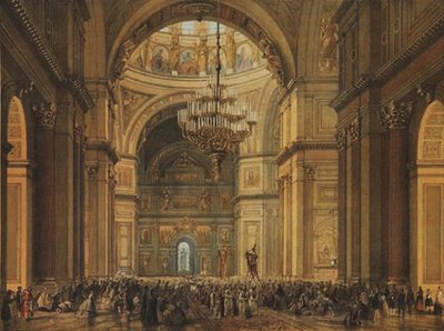 Jumalanpalvelus Pietarin Iisakinkirkossa, 1850-luku tekijältä Charles Claude Bachelier