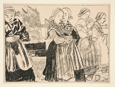 Breton Girls tai Breton Girls on the Quay, La Revue Blanchen numero 36, lokakuu 1894 tekijältä Charles Cottet