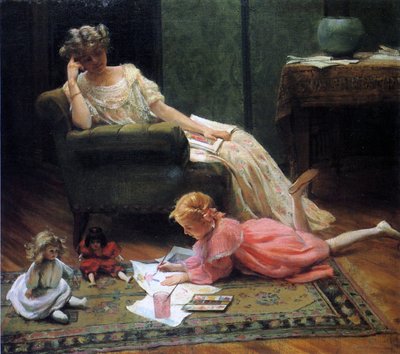 Watching the Child Play, 1909 tekijältä Charles Courtney Curran