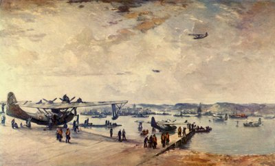Huoltoasema - Vesilentokoneita, Toinen maailmansota, 1944. tekijältä Charles Cundall