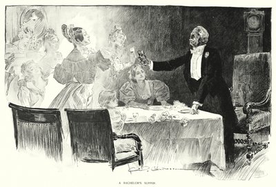 Pojan illallinen (litho) tekijältä Charles Dana Gibson