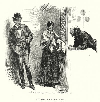 Kultaisella kyltillä (litho) tekijältä Charles Dana Gibson