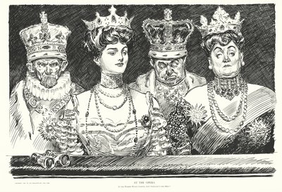 Oopperassa, jos naiset kantavat kruunuja, mikseivät miehetkin (litografia) tekijältä Charles Dana Gibson