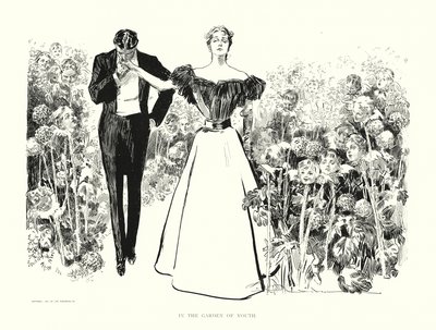 Nuoruuden puutarhassa (litografia) tekijältä Charles Dana Gibson