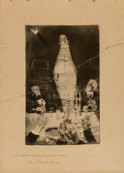 Herra Pickwick pitämässä kuuluisaa puhettaan, kirjasta "Pickwick Papers". tekijältä Charles Dana Gibson