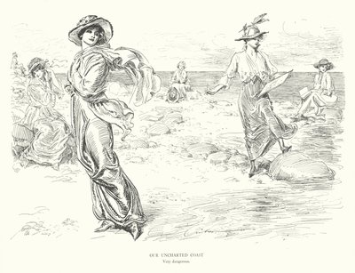 Kartoittamaton rannikkomme, erittäin vaarallinen (litografia) tekijältä Charles Dana Gibson