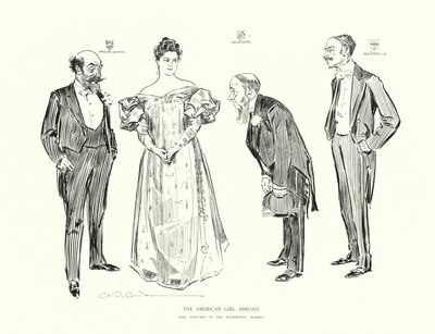 Amerikkalainen tyttö ulkomailla (litografia) tekijältä Charles Dana Gibson
