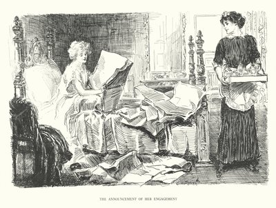 Kihlauksesta ilmoittaminen (litografia) tekijältä Charles Dana Gibson