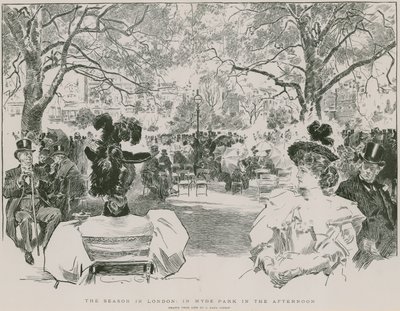 Kausi Lontoon Hyde Parkissa iltapäivällä (kaiverrus) tekijältä Charles Dana Gibson