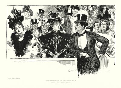 Villi innostus hevosnäyttelyssä (litografia) tekijältä Charles Dana Gibson