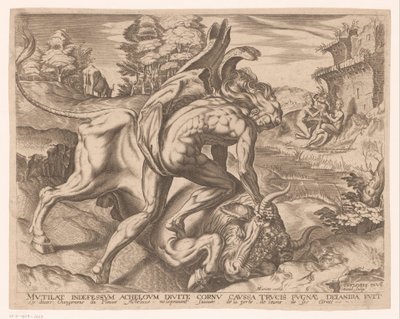 Hercules kesyttää kreetalaisen härän Herculesin työt Frans Florisin jälkeen (sarjan nimi) tekijältä Charles David