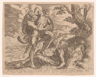 Hercules worstelt met Antaeus Werken van Hercules naar Frans Floris (series title) tekijältä Charles David