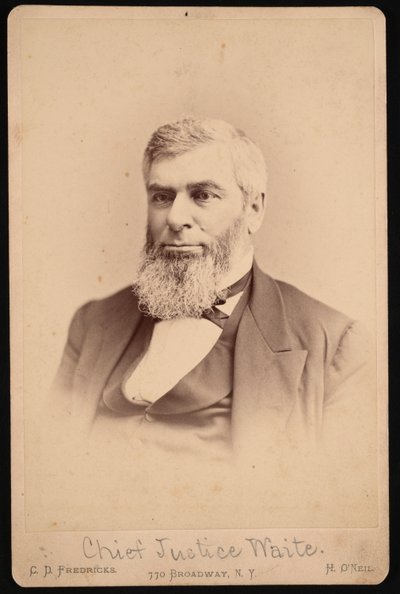 Morrison Remick Mott Waiten muotokuva 1816-1888, ennen vuotta 1888 tekijältä Charles De Forest Fredricks