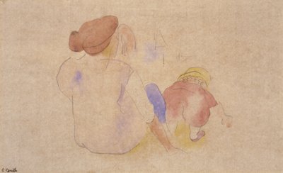 (Nainen ja lapsi punaisessa puvussa) tekijältä Charles Demuth