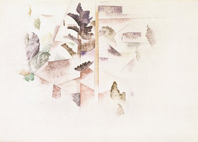 Bermuda, puut ja arkkitehtuuri, n. 1917 (wc paperilla) tekijältä Charles Demuth
