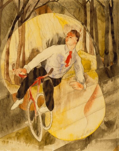 Vaudevillessä: Bicycle Rider (w/c ja kynä valkoisella paperilla) tekijältä Charles Demuth