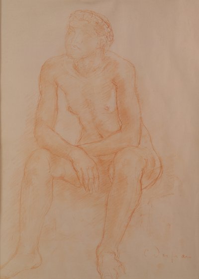 Istuva alaston (punainen liitu paperille) tekijältä Charles Despiau