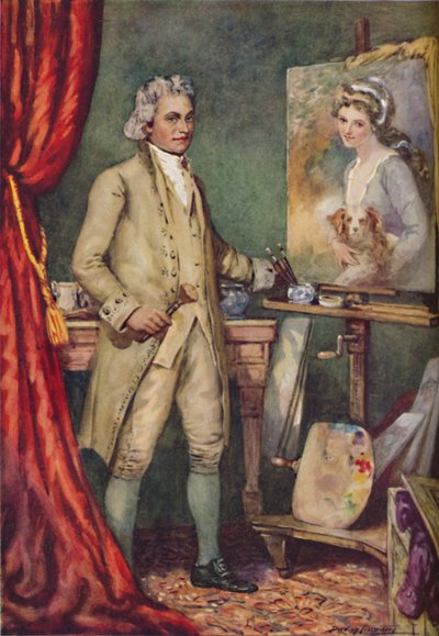 George Romney - Töissä suosikkimallinsa kuvassa, vuodelta 1925 tekijältä Charles Dudley Tennant