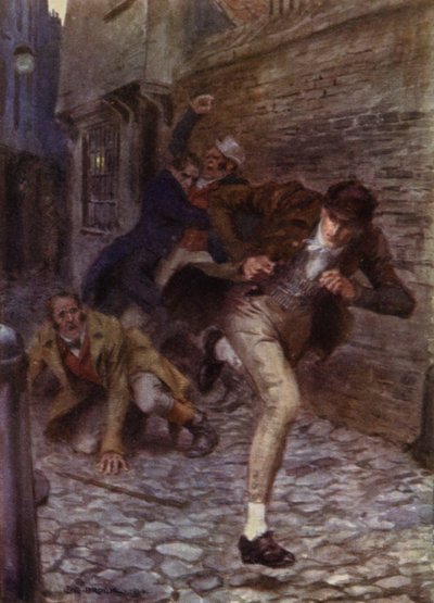 Kuvitus Jeffery Farnolin teokselle The Amateur Gentleman (värilitho) tekijältä Charles Edmund (after) Brock