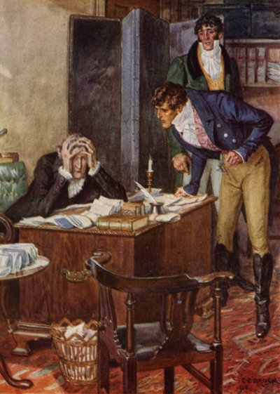 Kuvitus Jeffery Farnolin teokselle The Amateur Gentleman (värilitho) tekijältä Charles Edmund (after) Brock
