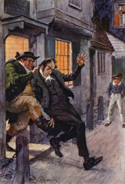 Charles Dickensin The Pickwick Papers -kirjan kuvitus (värilitografia). tekijältä Charles Edmund (after) Brock